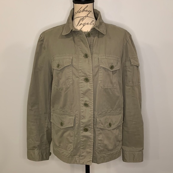 J. Crew Jackets & Blazers - J. Crew classic twill chino utility jacket button front olive green M